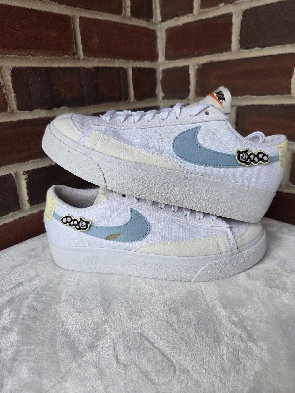 Nike Blazer Low '77 Jumbo White Blue Canvas Sneakers Women's US 8 DJ6376-100